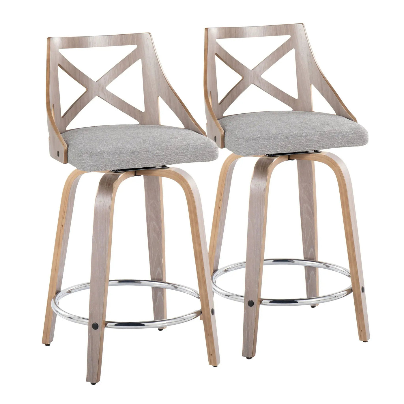 Charlotte - Farmhouse Fixed Height Counter Stool & Swivel With Round Footrest (Set of 2) by HouseOfZazla