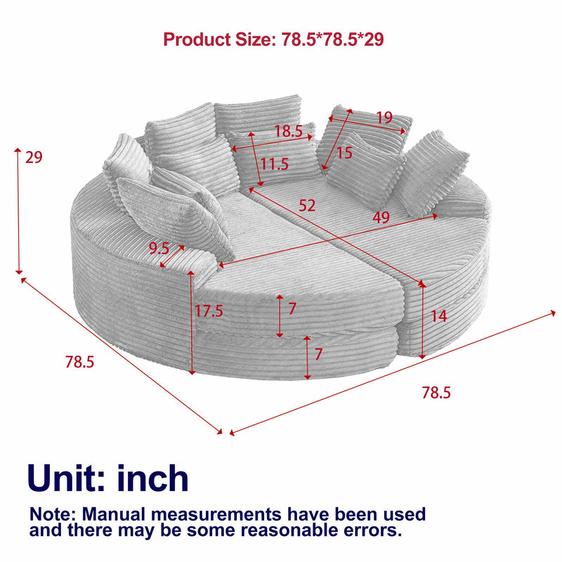 Round Oversized Sofa Bed With 5 Throw Pillows by HouseOfZazla