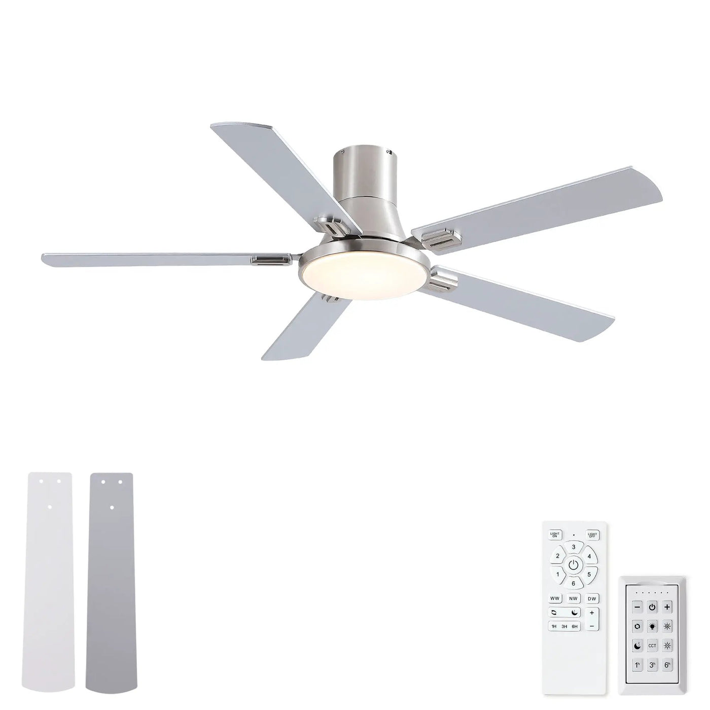 Flush Mount Ceiling Fans With LED Light And Remote Control, 5 Blades by HouseOfZazla