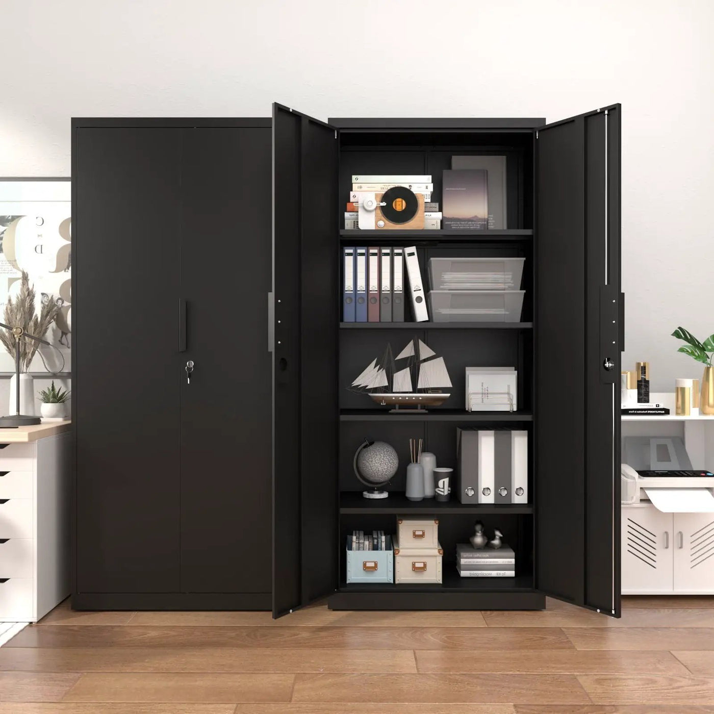 2 Door File Cabinet With Lock, 4 Adjustable Shelves, Heavy-Duty by HouseOfZazla