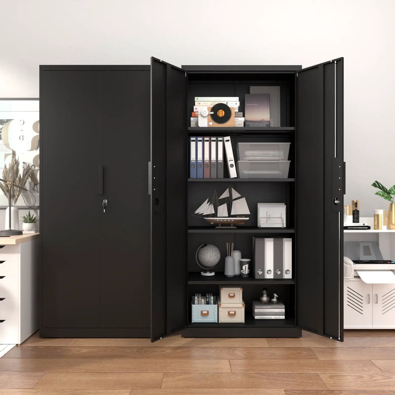 2 Door File Cabinet With Lock, 4 Adjustable Shelves, Heavy-Duty by HouseOfZazla