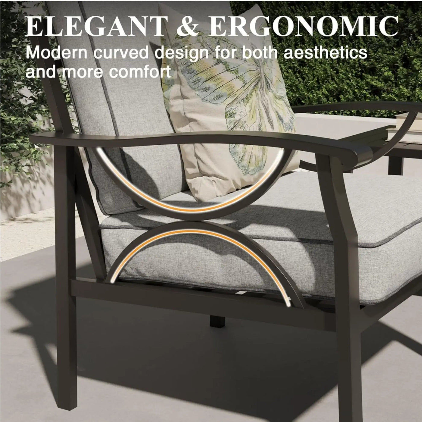 All-Weather Armchairs With Cushions, Modern Sculptural Design (Set of 2) by HouseOfZazla
