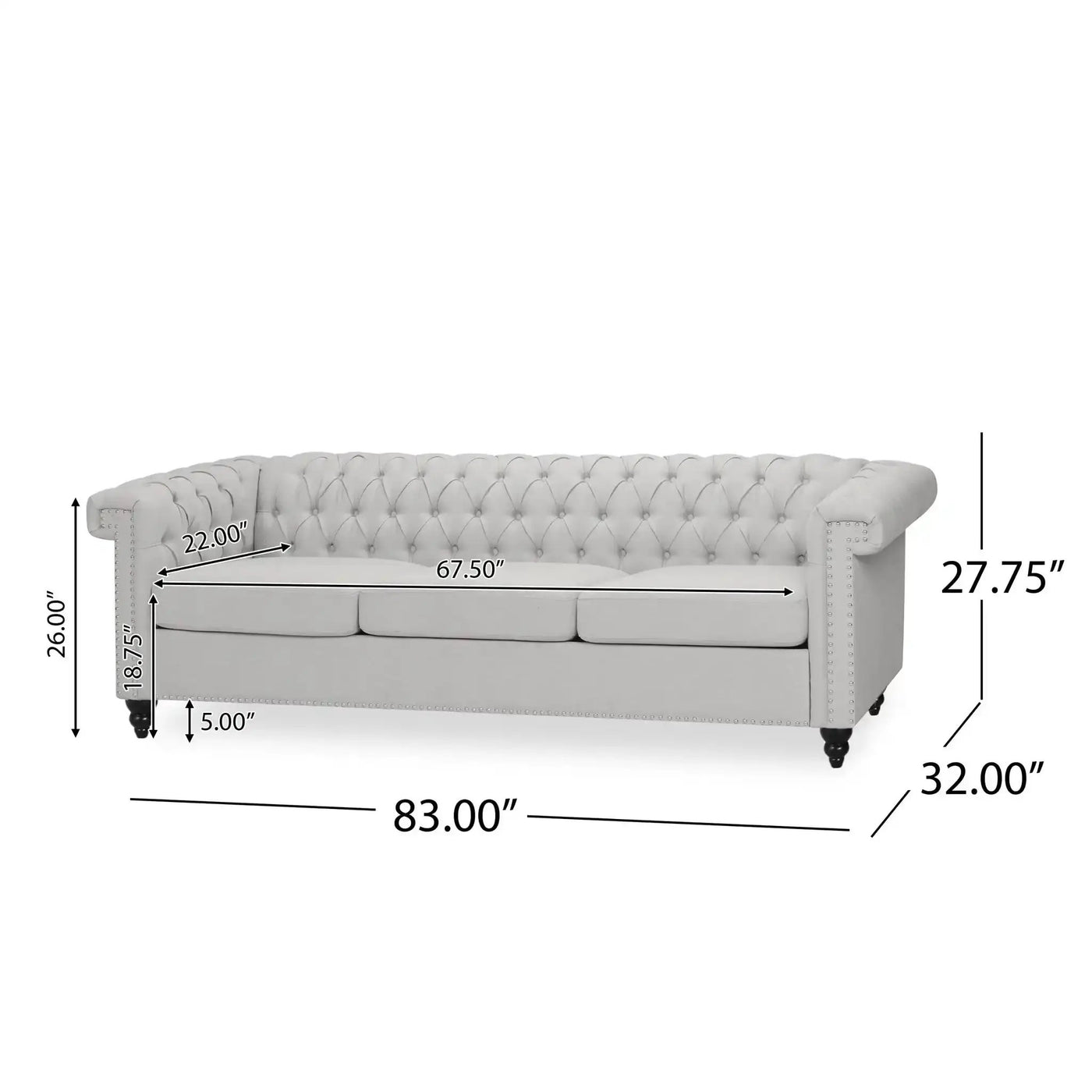 Chesterfield Style 3 Seater Sofa With Deep Button Tufting by HouseOfZazla