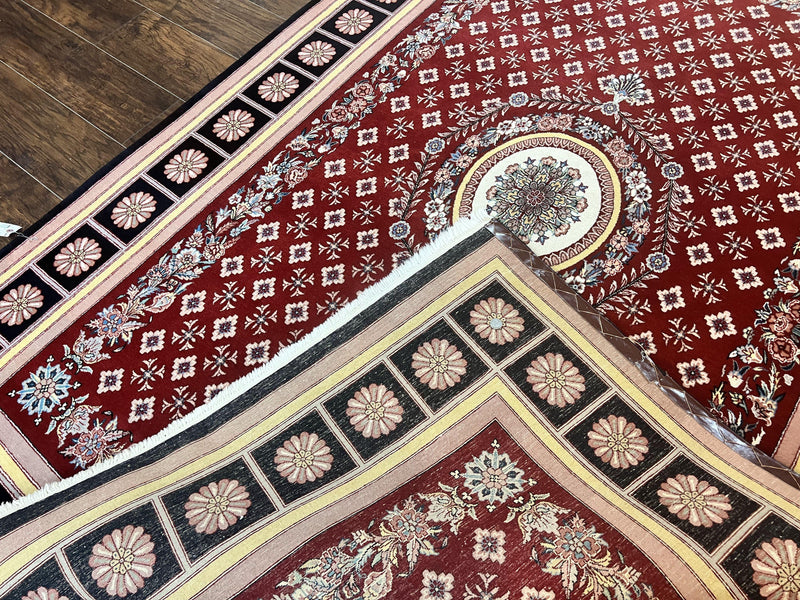 Pakistani Rug 6x9, European Aubusson Design, Wool Handmade Vintage Carpet, Dark Red, 6 x 9 Medium Sized Rug by Jewel Rugs