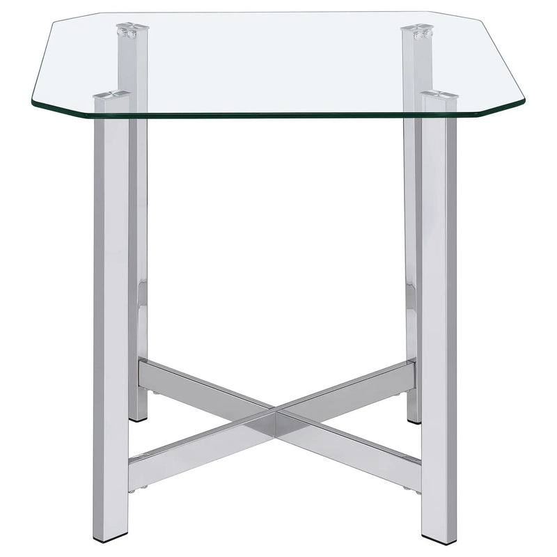 Cronin 3-piece Tempered Glass Top Coffee Table Set Chrome by Unique Piece Furniture