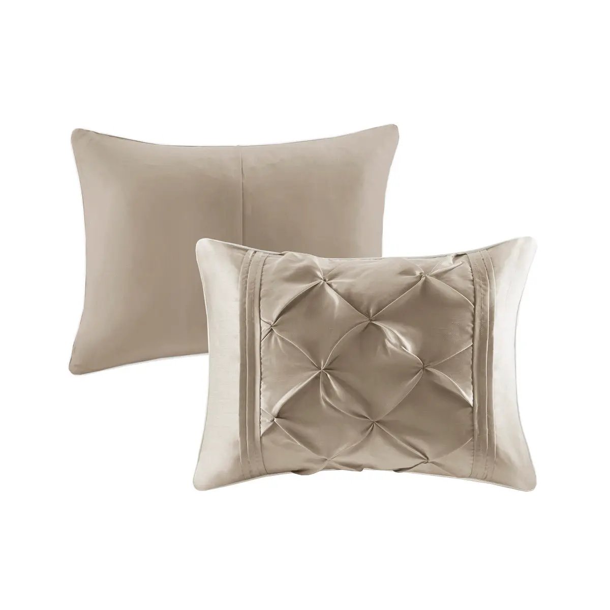 7 Piece Tufted Comforter Set Taupe King by HouseOfZazla