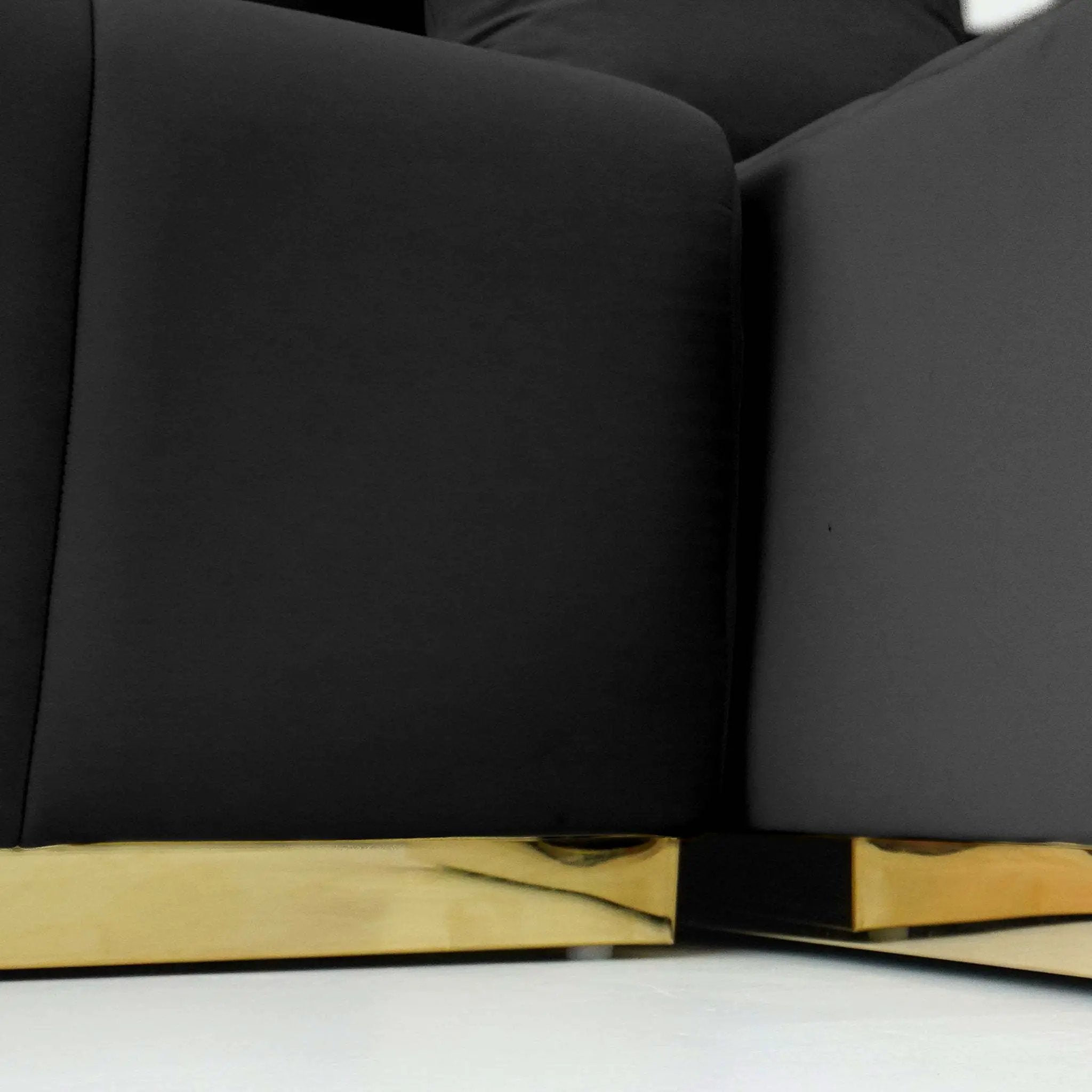 Nolan U-Shape Corner Sofa - Black Velvet by HouseOfZazla
