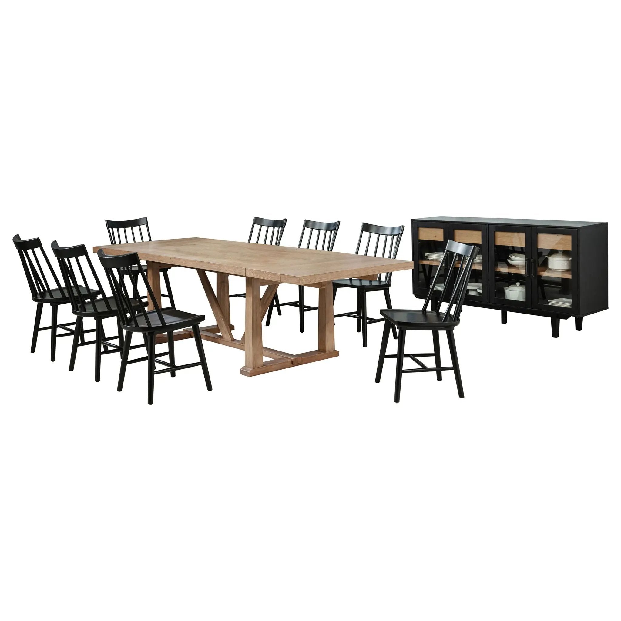 Middleton 10-piece Extension Leaf Dining Set Natural Brown and Black by Unique Piece Furniture