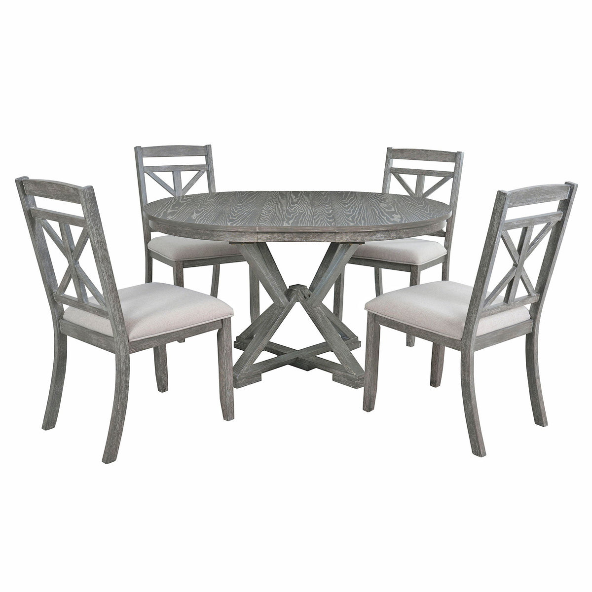 Extendable Dining Set with Upholstered Chairs - White or Dark Gray, photo 2 of 31