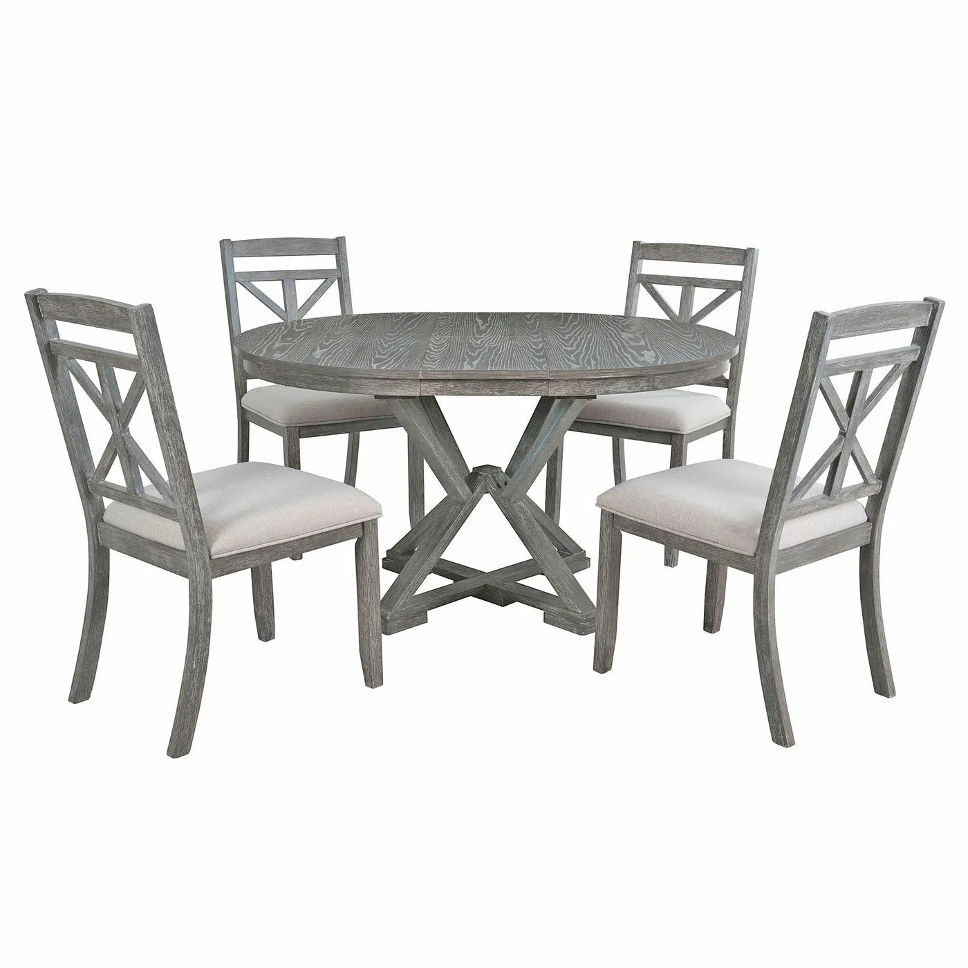 Dining Set With Extendable Round Table And 4 Upholstered Chairs by HouseOfZazla