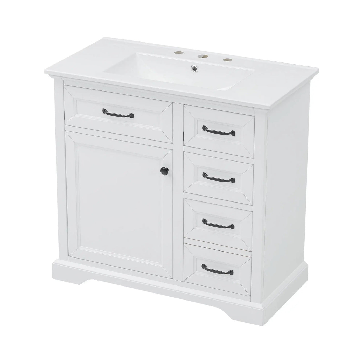 36" Bathroom Vanity With Sink, 2 Tip-Out Drawers, Soft Close Hinges by HouseOfZazla
