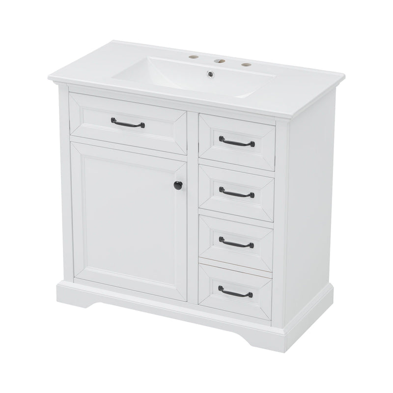 36" Bathroom Vanity With Sink, 2 Tip-Out Drawers, Soft Close Hinges by HouseOfZazla