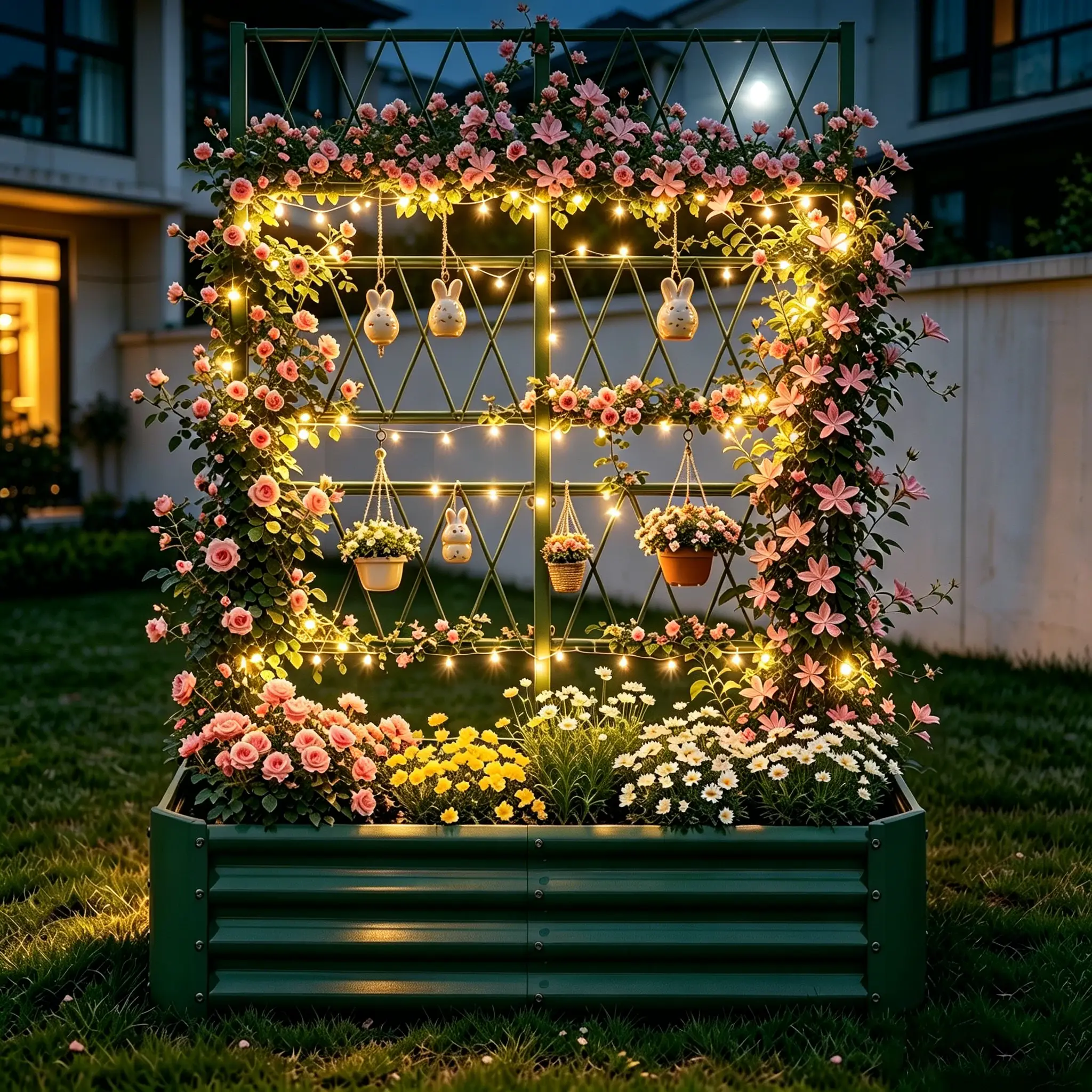 4x2x1FT Galvanized Raised Garden Bed with Arch Trellis by HouseOfZazla