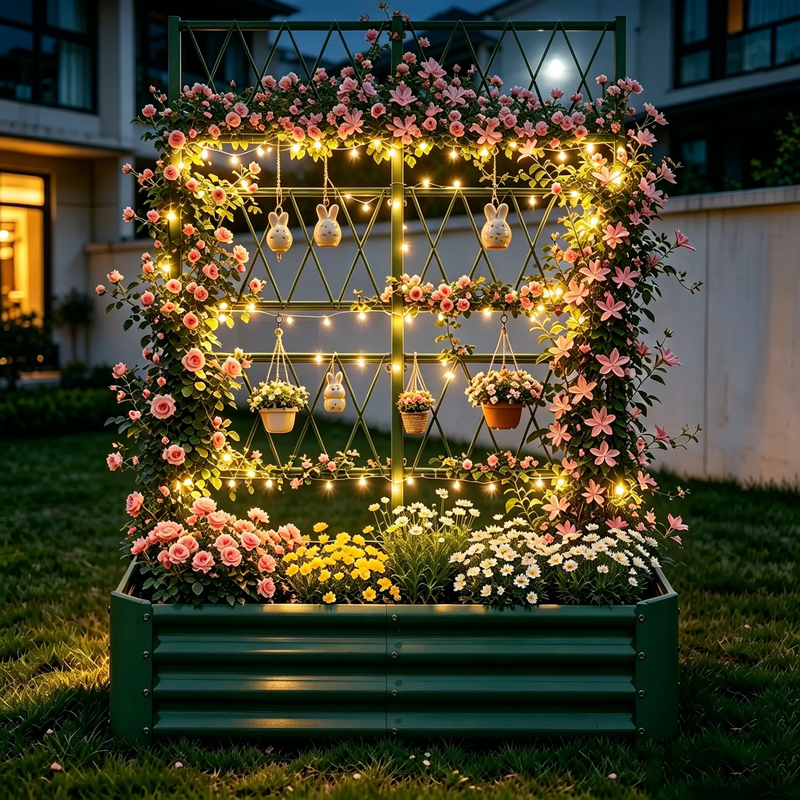 4x2x1FT Galvanized Raised Garden Bed with Arch Trellis by HouseOfZazla