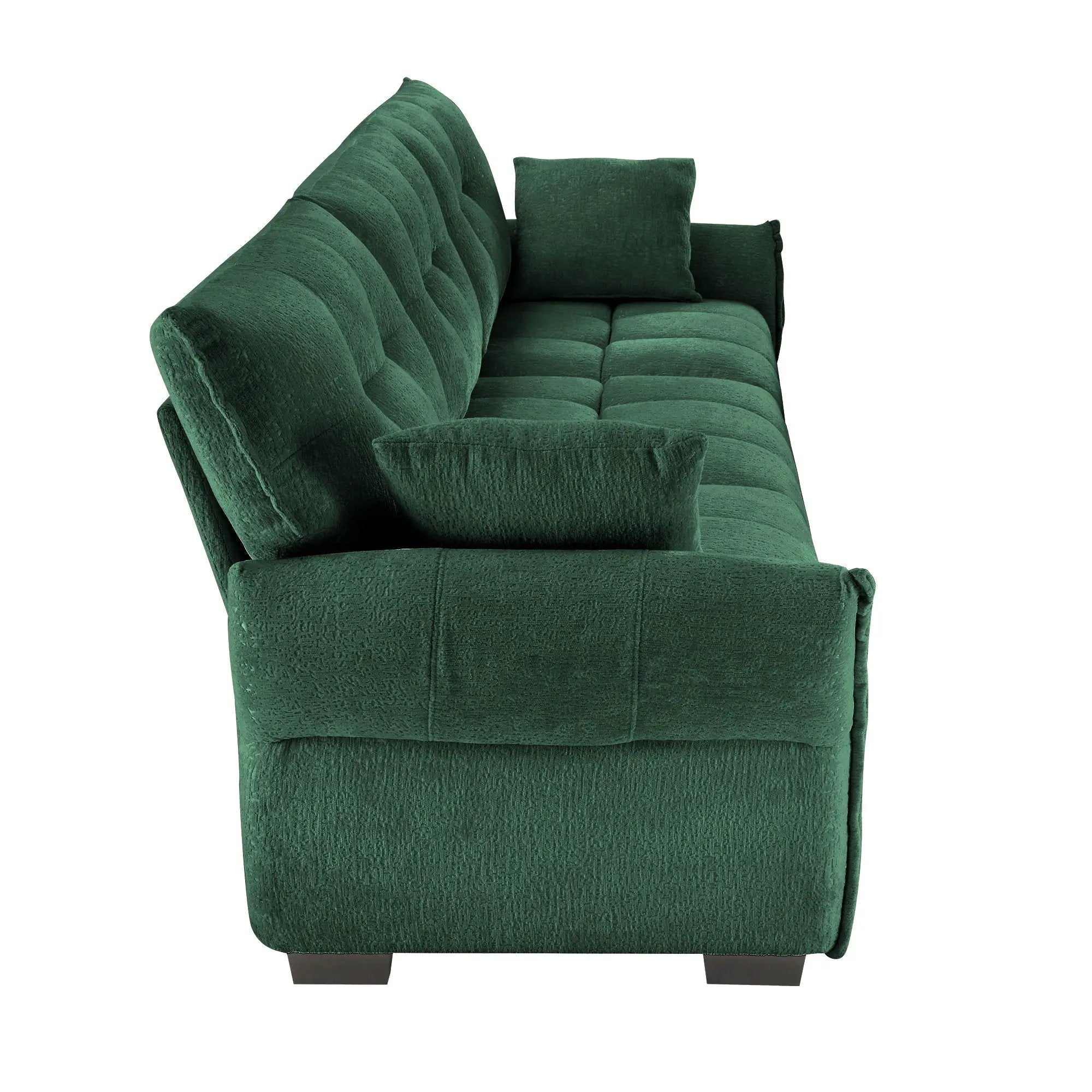 Elegant 3 Seater Sofa Set & Pillows Frame, High Rebound Cushions - Textured Green by Unique Piece Furniture