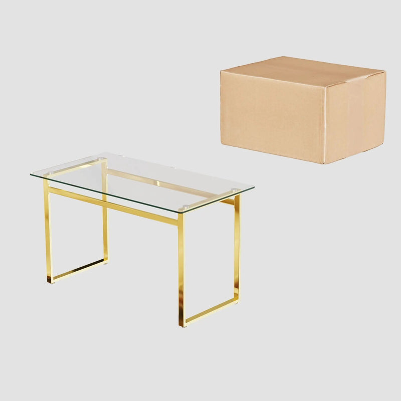 Modern Minimalist Rectangular Dining Table With Tempered Glass Top by HouseOfZazla