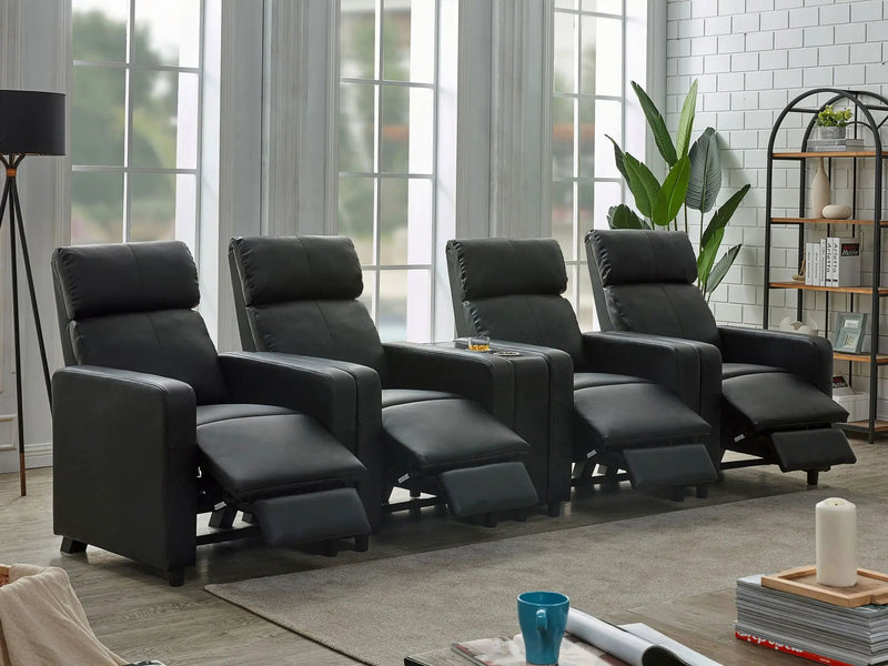 Toohey Upholstered Tufted Recliner Living Room Set Black by Unique Piece Furniture