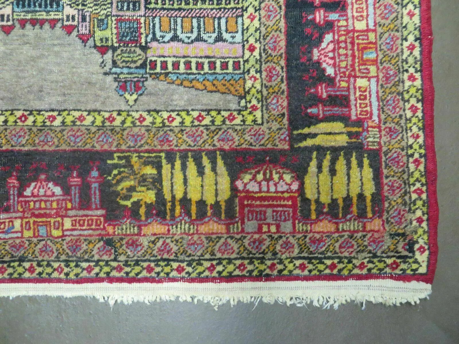 4' X 6' Antique 1920s Handmade Turkish Mehrab Design Wool Rug Lantern Beautiful by Jewel Rugs