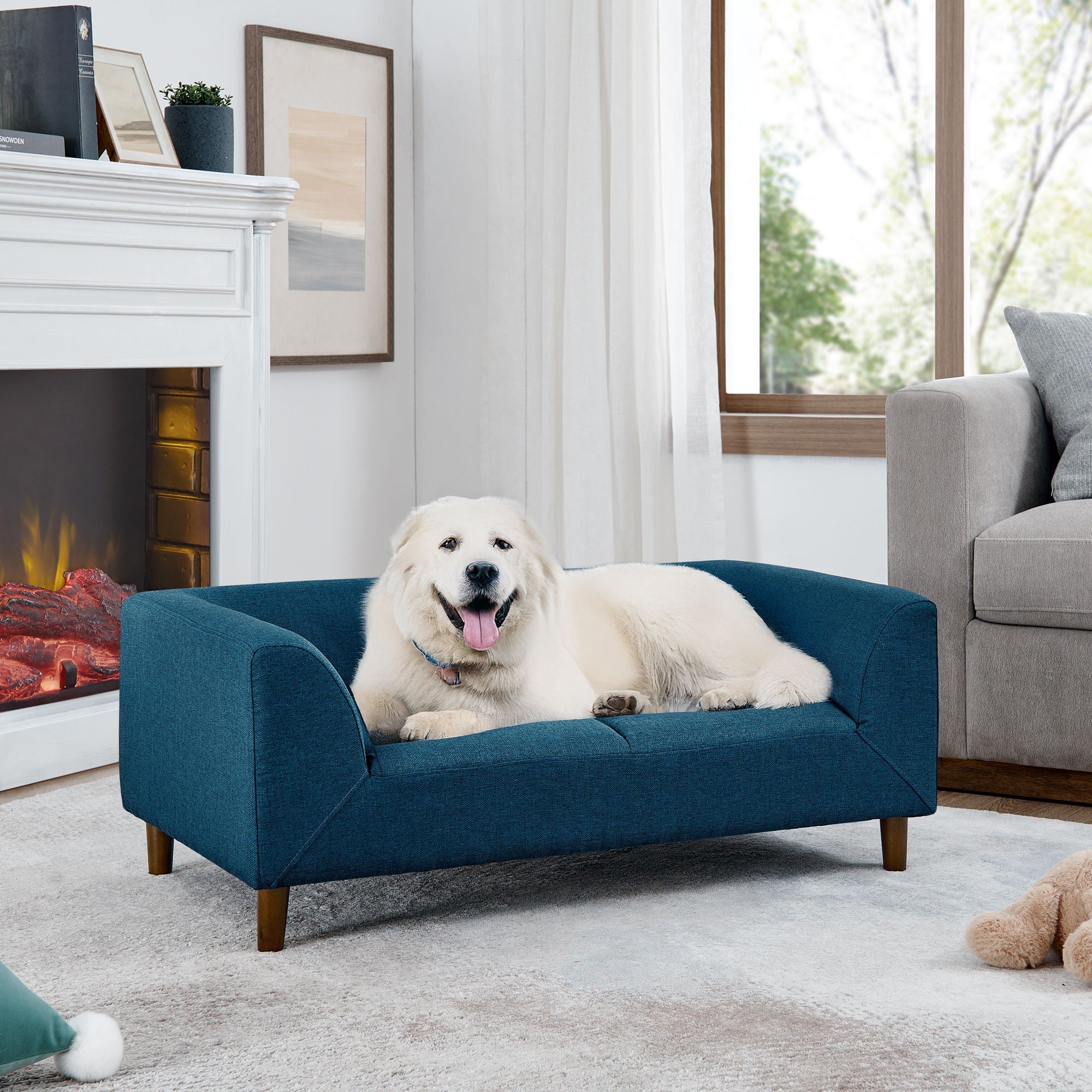Modern Rectangular Pet Sofa With Backrest And Armrests For Small And Medium Dogs, Soft Cushion by HouseOfZazla