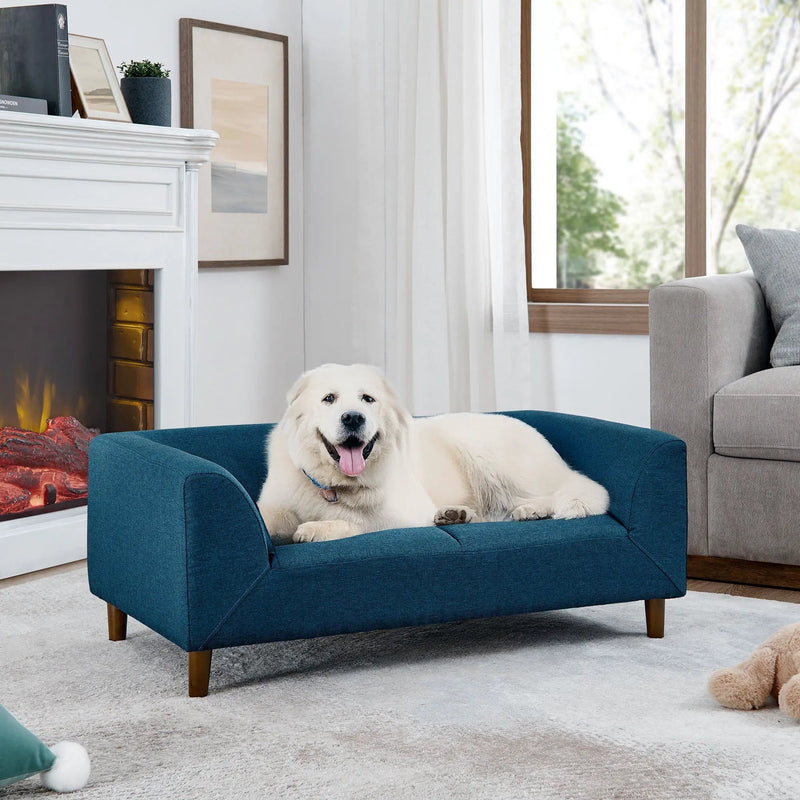 Modern Rectangular Pet Sofa With Backrest And Armrests For Small And Medium Dogs, Soft Cushion by HouseOfZazla