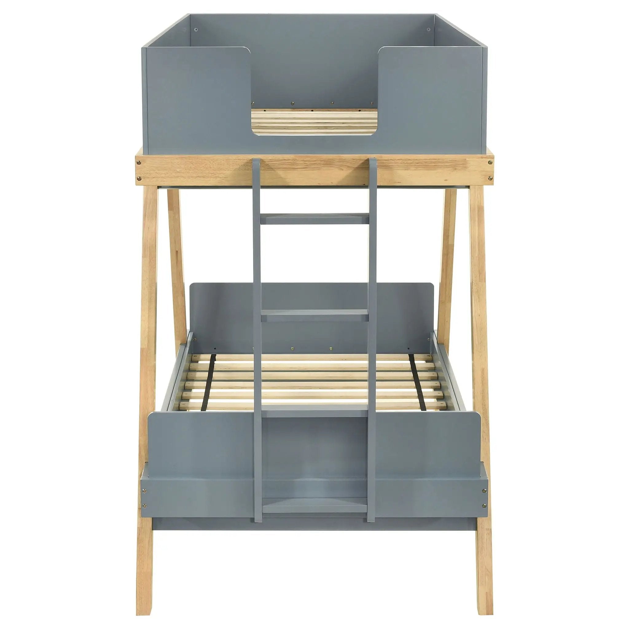 Frankie Wood Twin Over Twin Bunk Bed Blue and Natural by Unique Piece Furniture