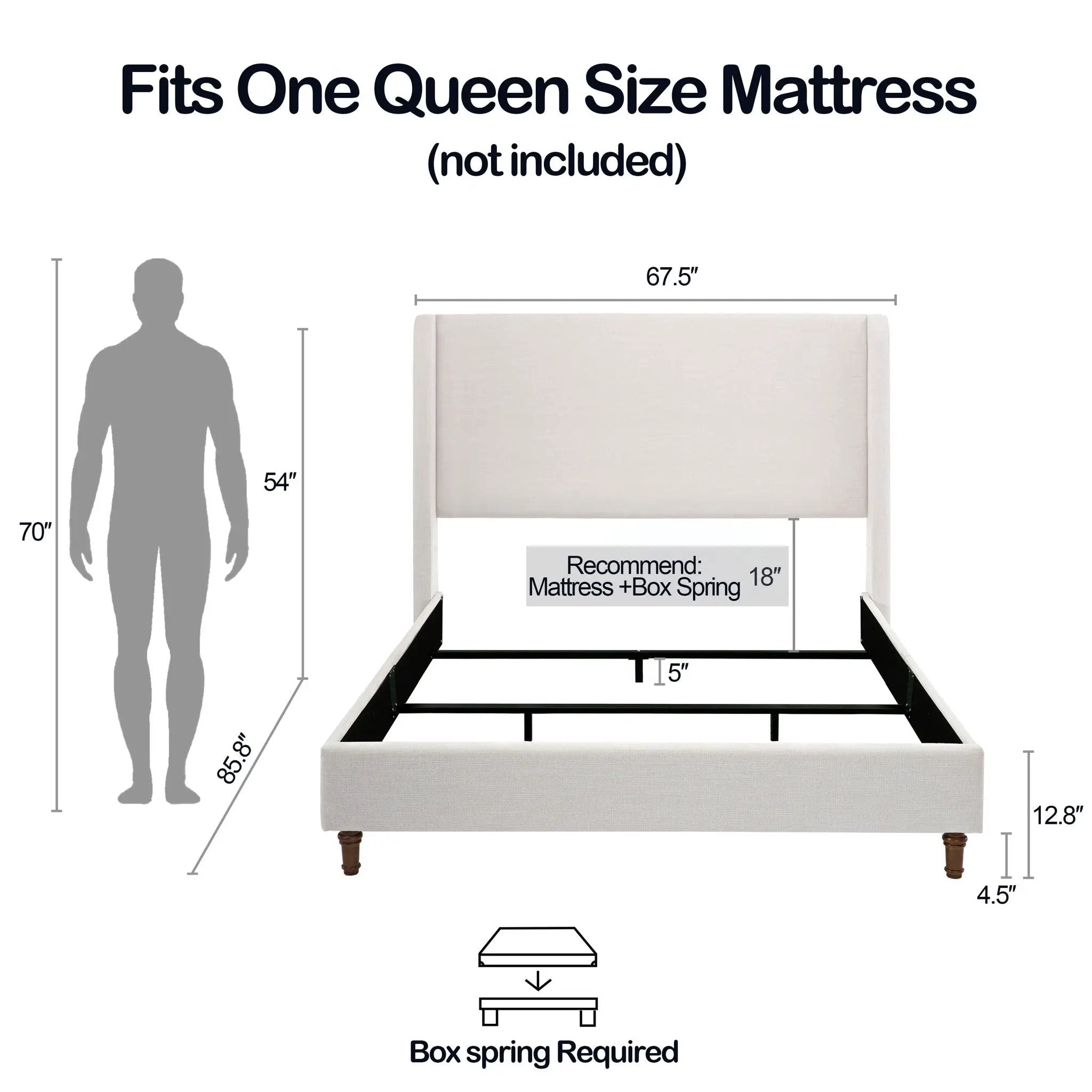 Hayden - Upholstered Wingback Bed With Tall Headboard by HouseOfZazla