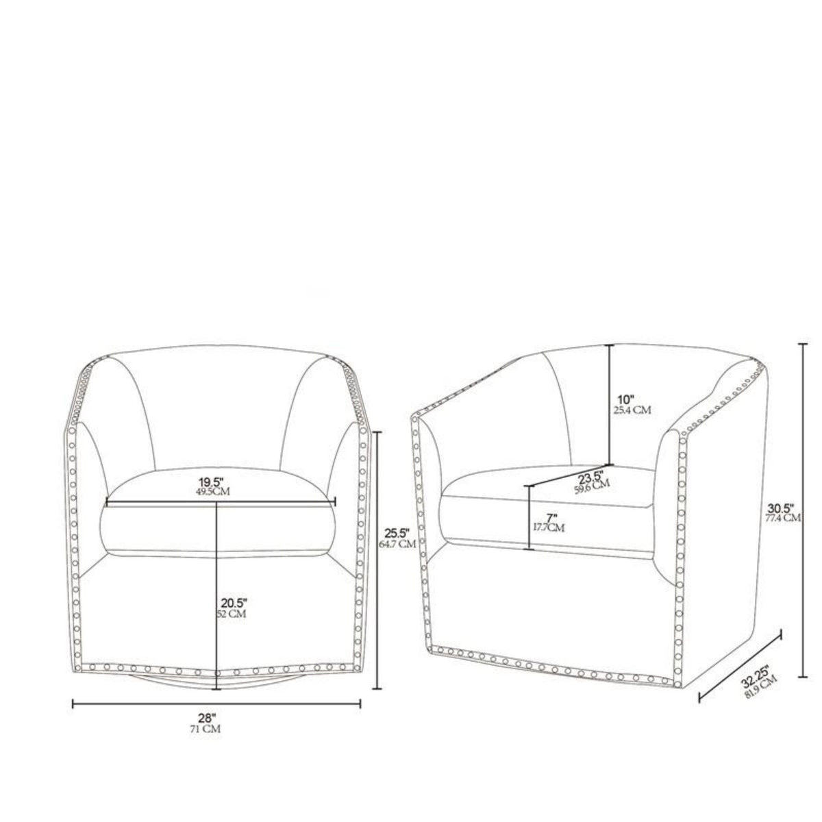 Luxurious Swivel Chair with 360 Degree Rotation and Nailhead Trim - Pearl Silver, photo 31 of 40