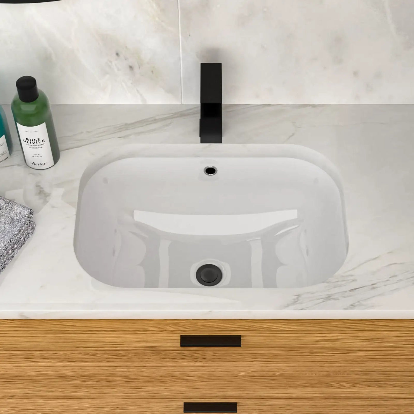 Modern Ceramic Undermount Bathroom Sink With Overflow, High Quality by HouseOfZazla