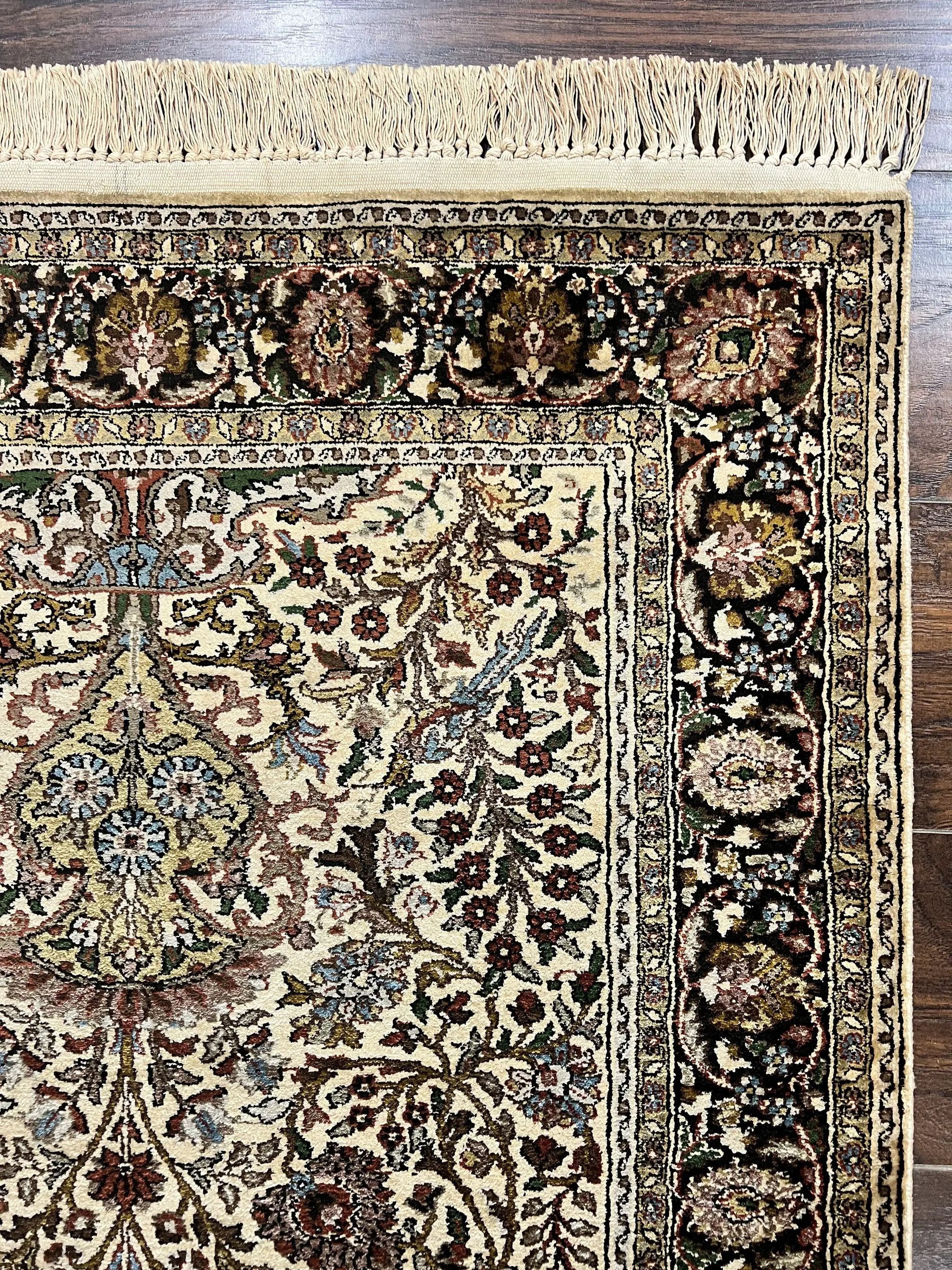 Turkish Kayseri Silk Rug 3x5, Tree of Life Silk Oriental Carpet, Birds Persian Vase Design, Hand Knotted Vintage Fine Rug, 340 KPSI by Jewel Rugs