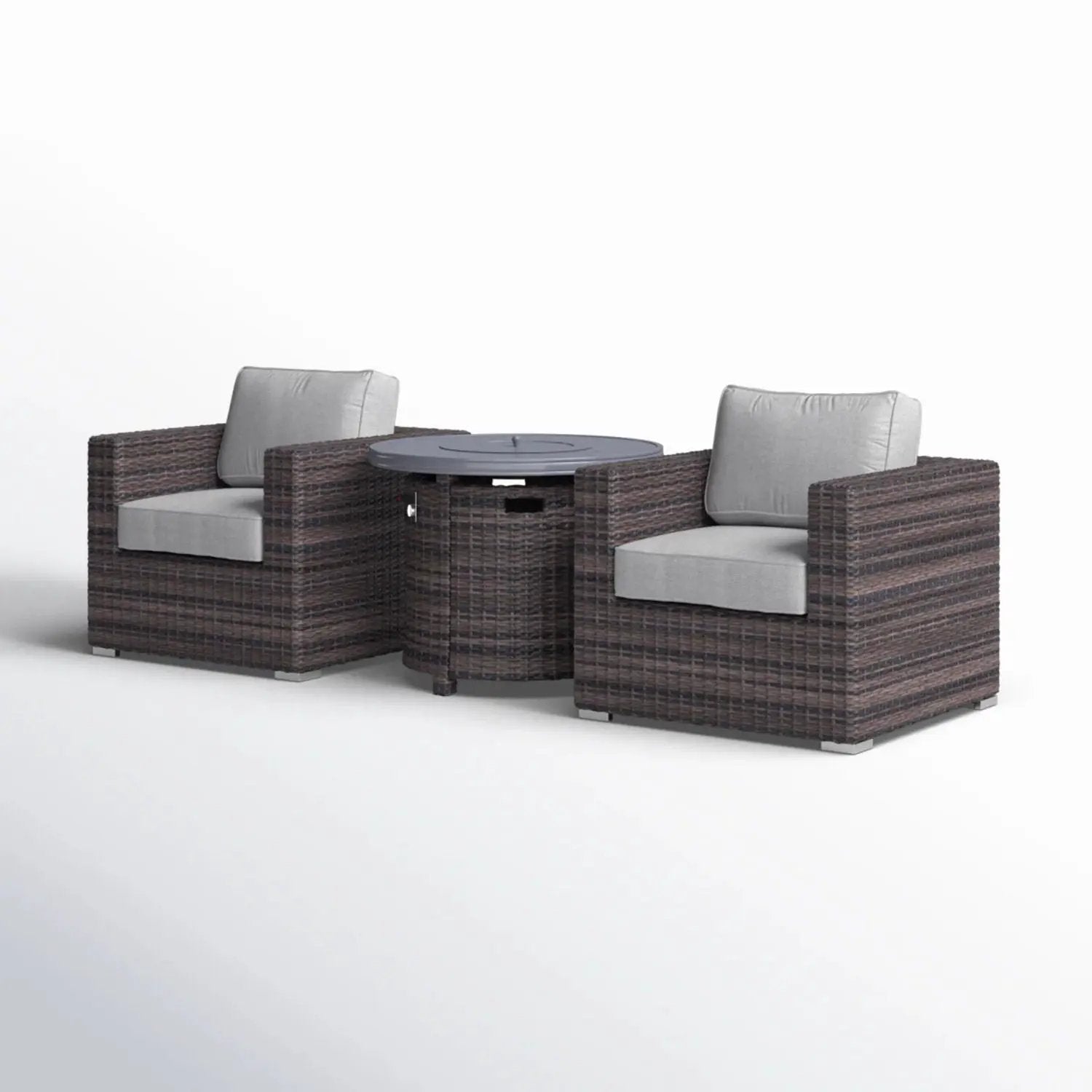 Rattan Patio Set With Comfortable Cushions And Fire Pit by Unique Piece Furniture