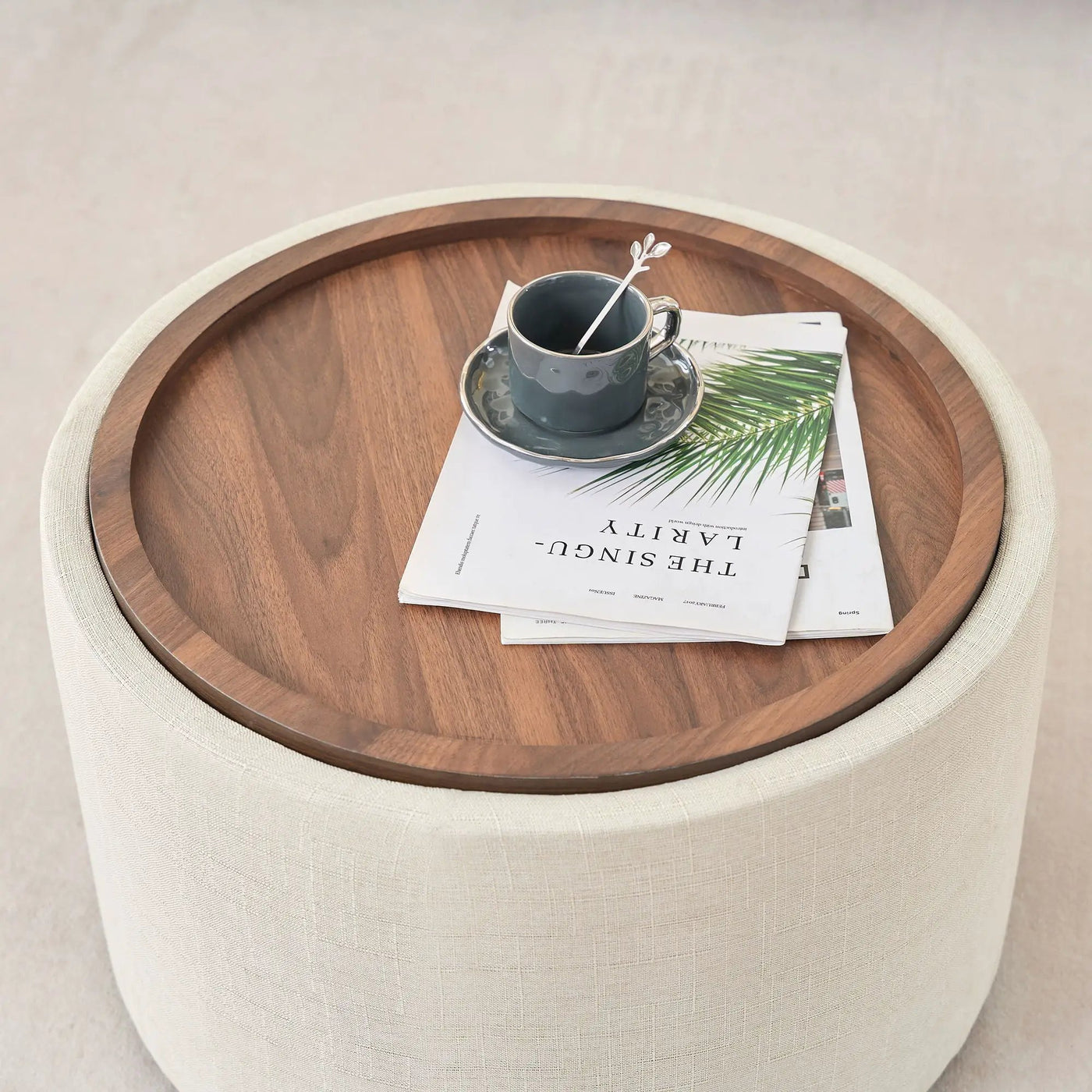 Nesting Ottomans, Round Coffee Table & Bench With Tray (Set of 2) by HouseOfZazla