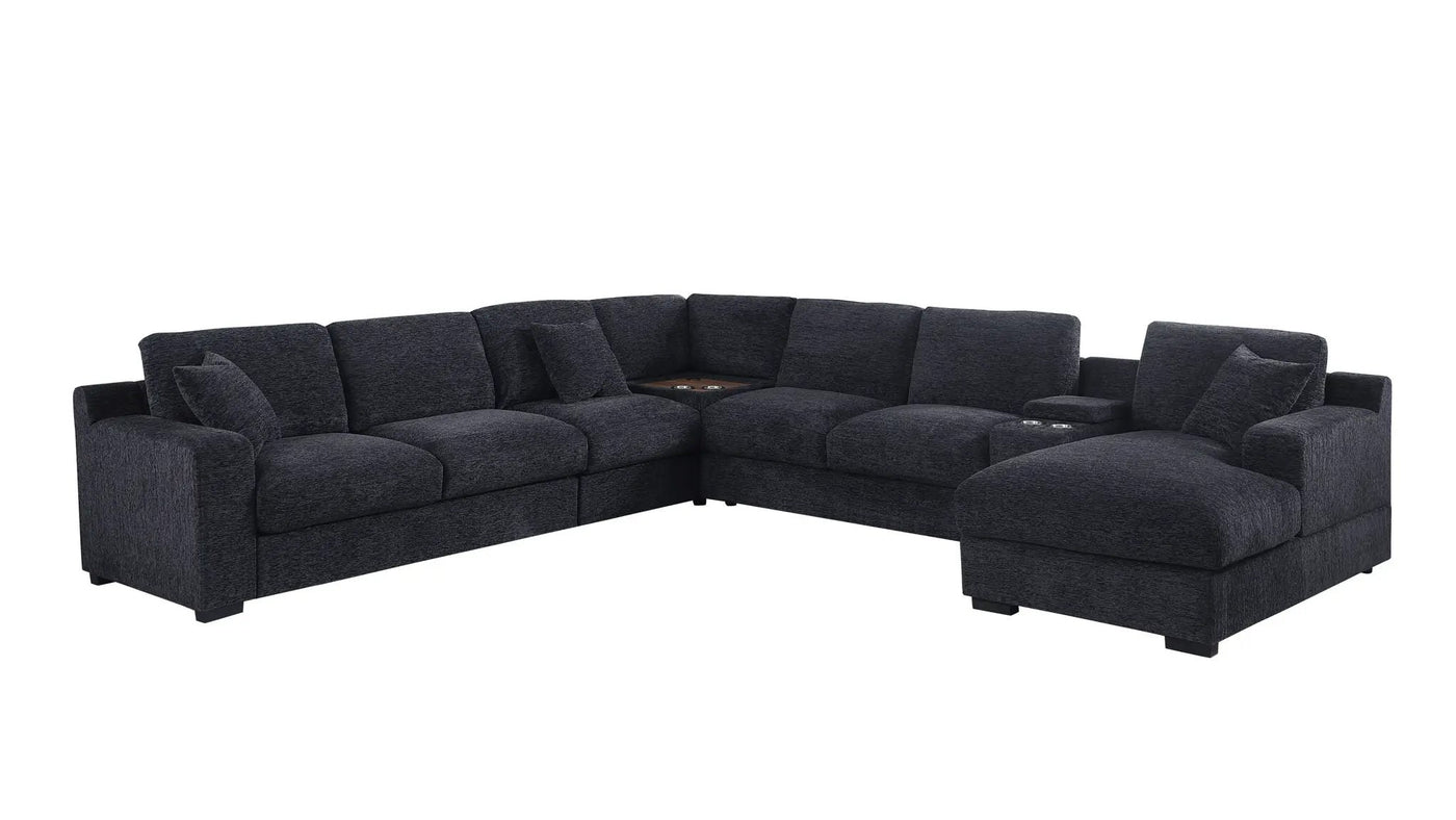 Celine - Fabric Corner Sectional Sofa With Right-Facing Chaise, Cupholders, And Charging Ports by Unique Piece Furniture
