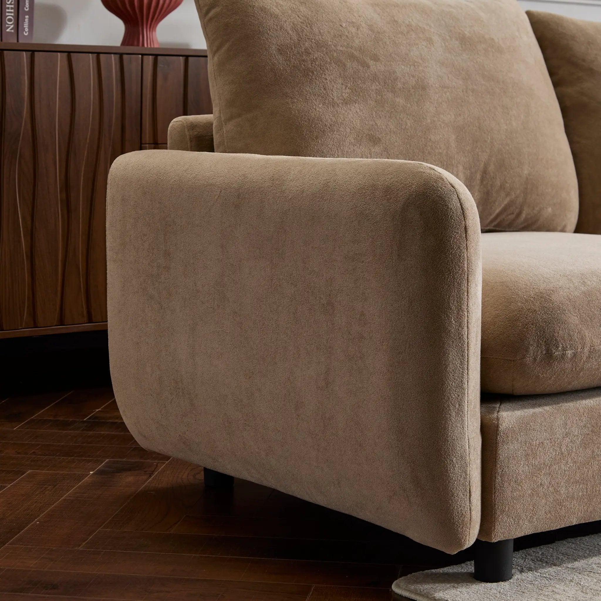130 in. Oversize 5-Piece Modular Velvet Sectional Sofa with Ottoman by HouseOfZazla