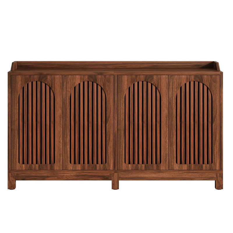 Sideboard Buffet Cabinet With 4 Doors & Shelves, Credenza Table For Dining Room - Brown by HouseOfZazla