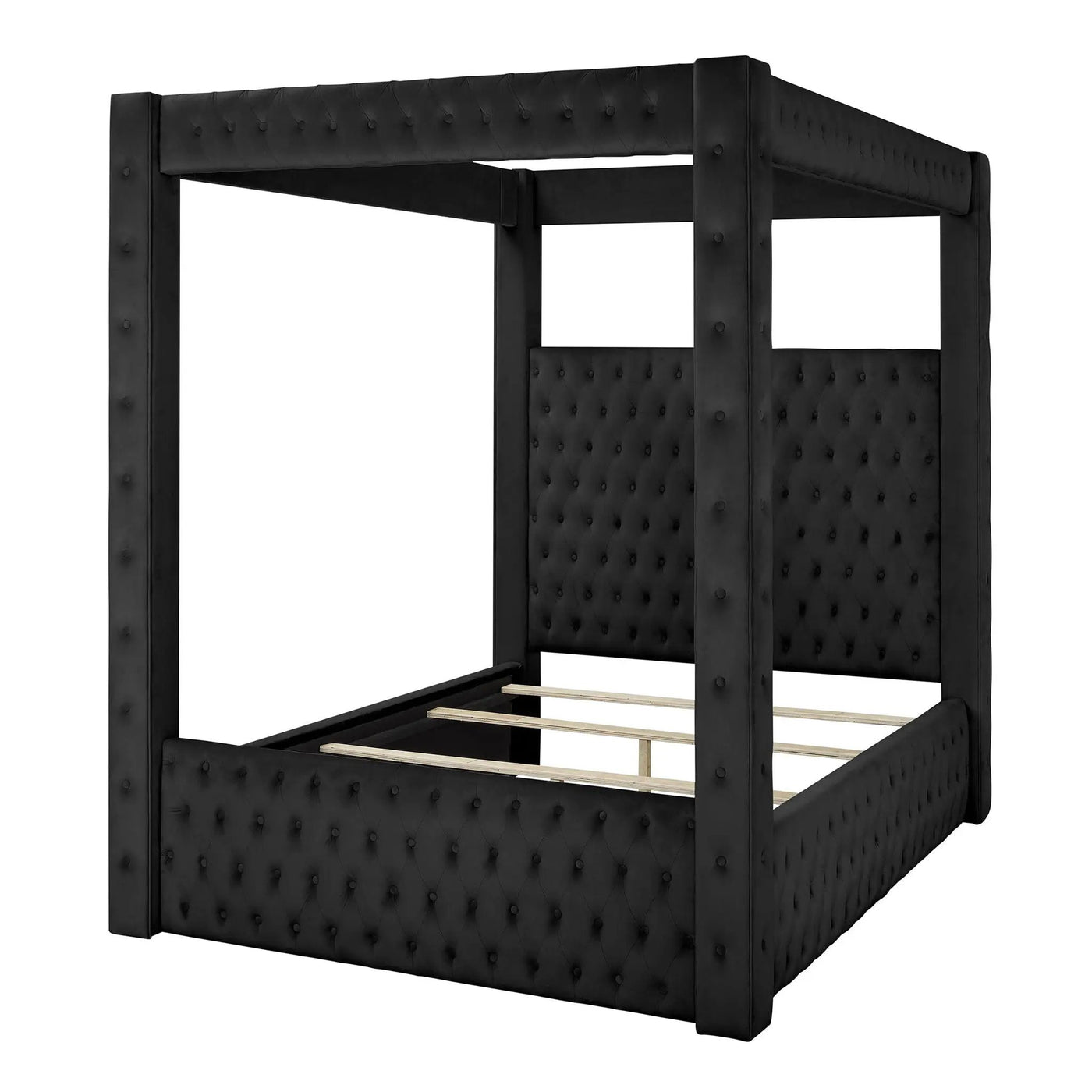 Modern 4 Poster Bed With Tufted Headboard And Footboard by Unique Piece Furniture