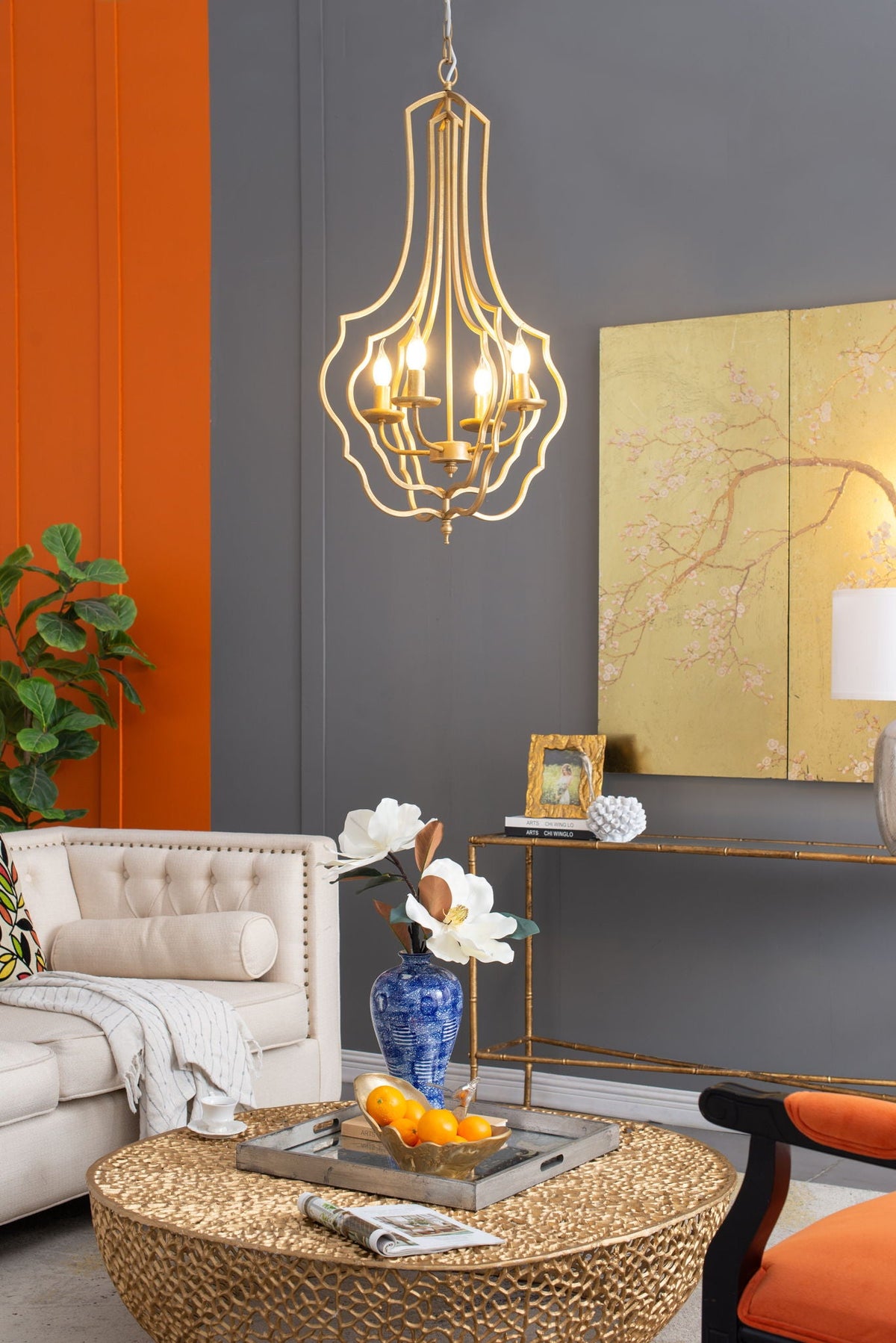 4 Light Chandelier - Adjustable Hanging Light Fixture, photo 10 of 11