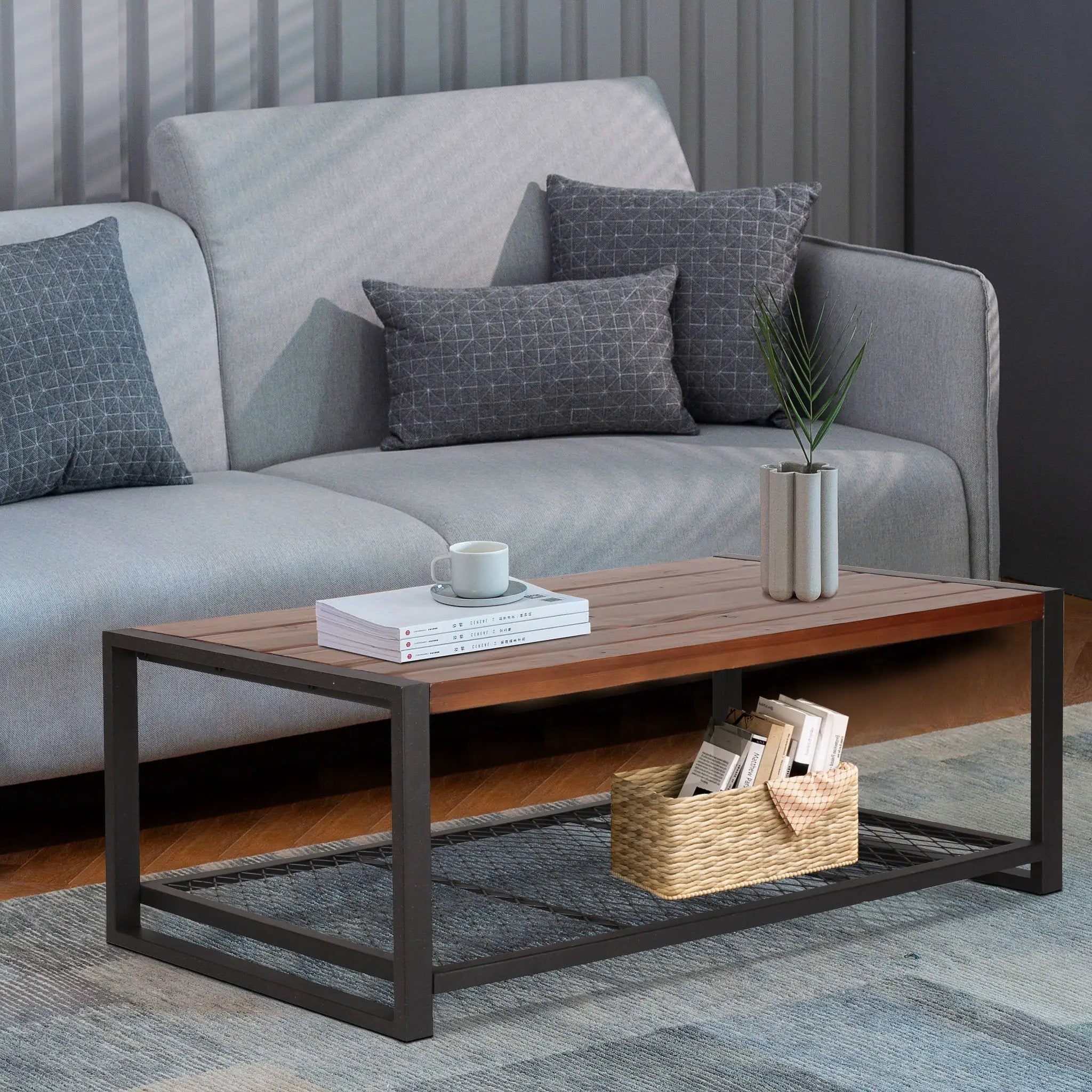 Console Coffee Table With Reclaimed Wood Finish, For Living Room - Natural by Unique Piece Furniture