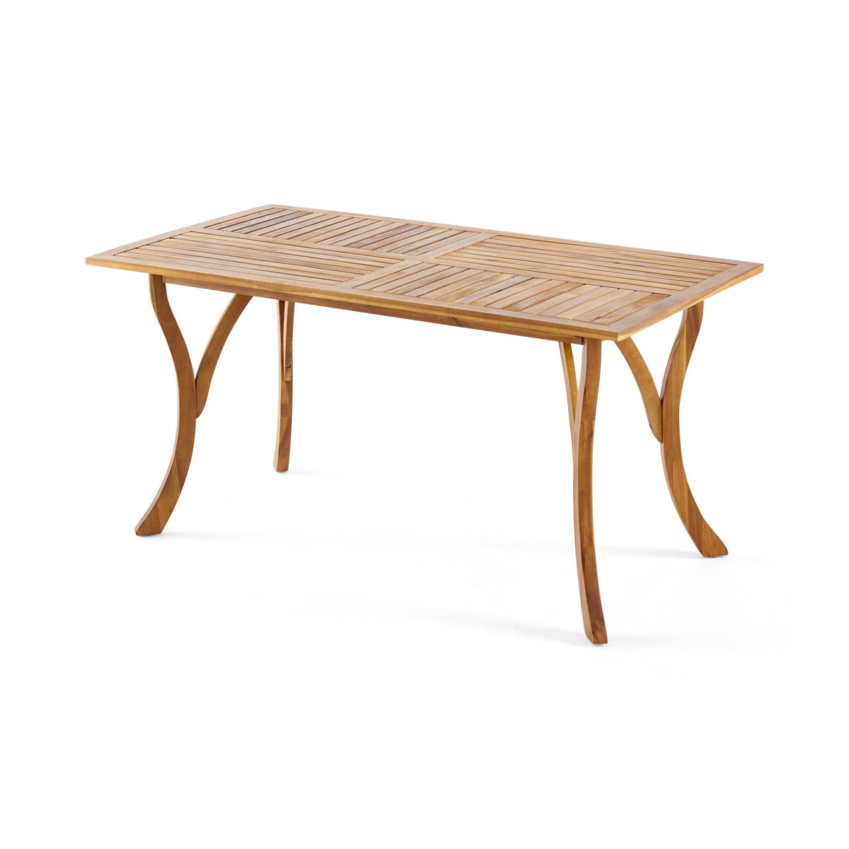 Outdoor 59 Inch Rectangular Solid Wood Dining Table - Teak Finish, photo 4 of 10