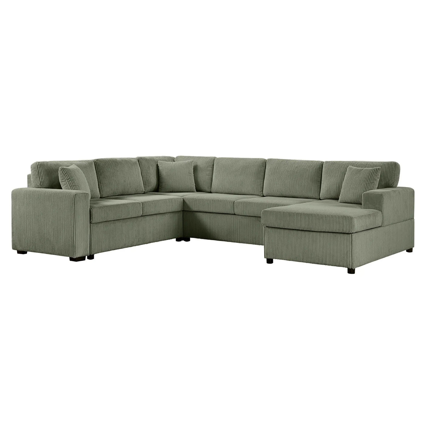 Oversized Sectional U-Shaped Sofa With Chaise Lounge And Three Soft Throw Pillows by HouseOfZazla