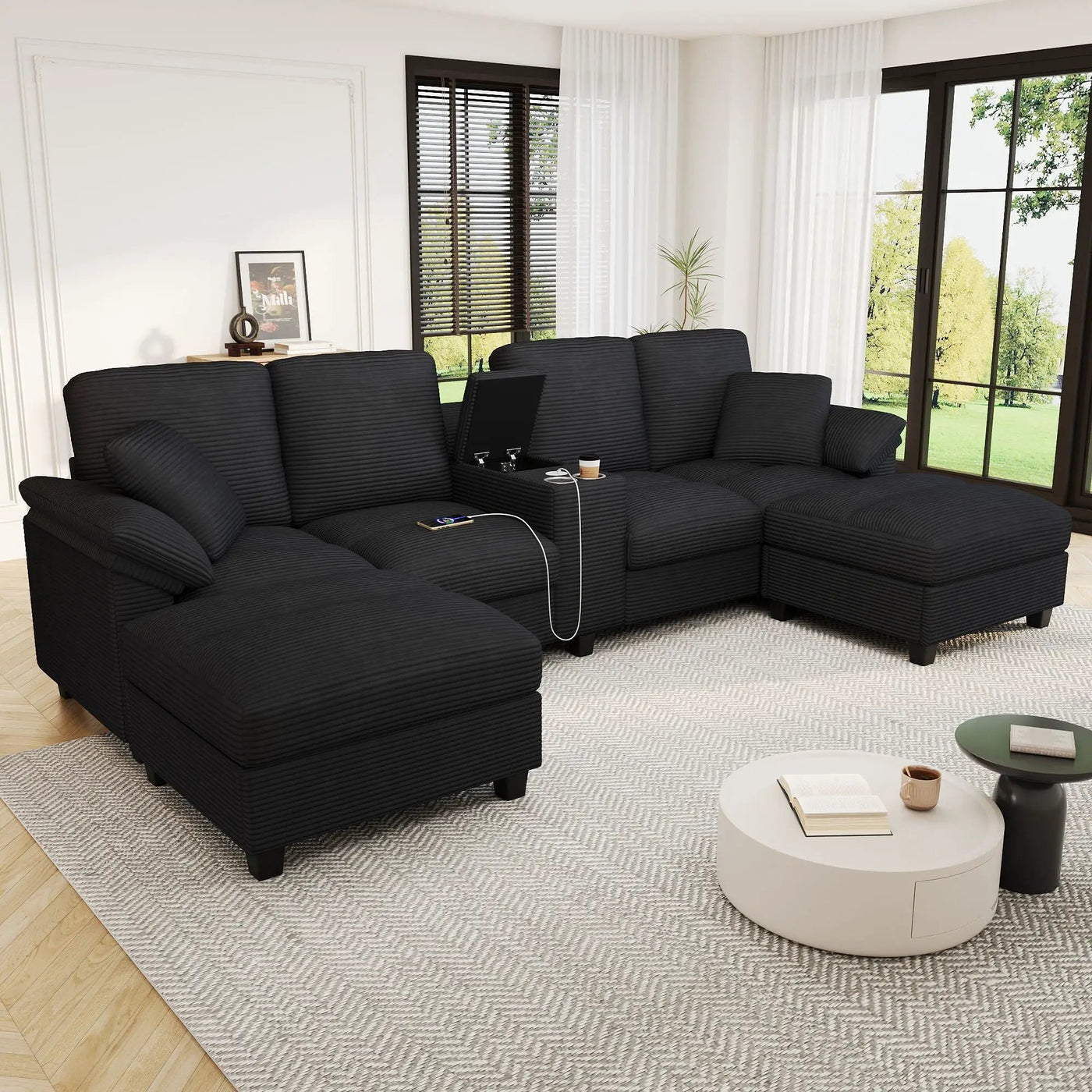 Modern U-Shaped Sectional Sofa With Storage Ottomans by HouseOfZazla