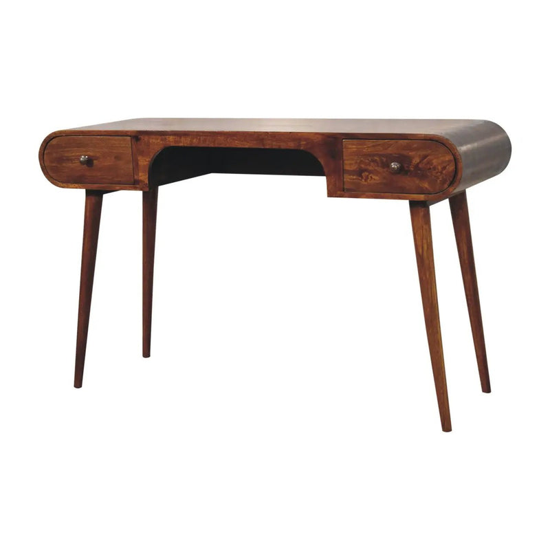 Solid Wood London Arch Writing Desk, 2-Drawers, Chestnut by HouseOfZazla