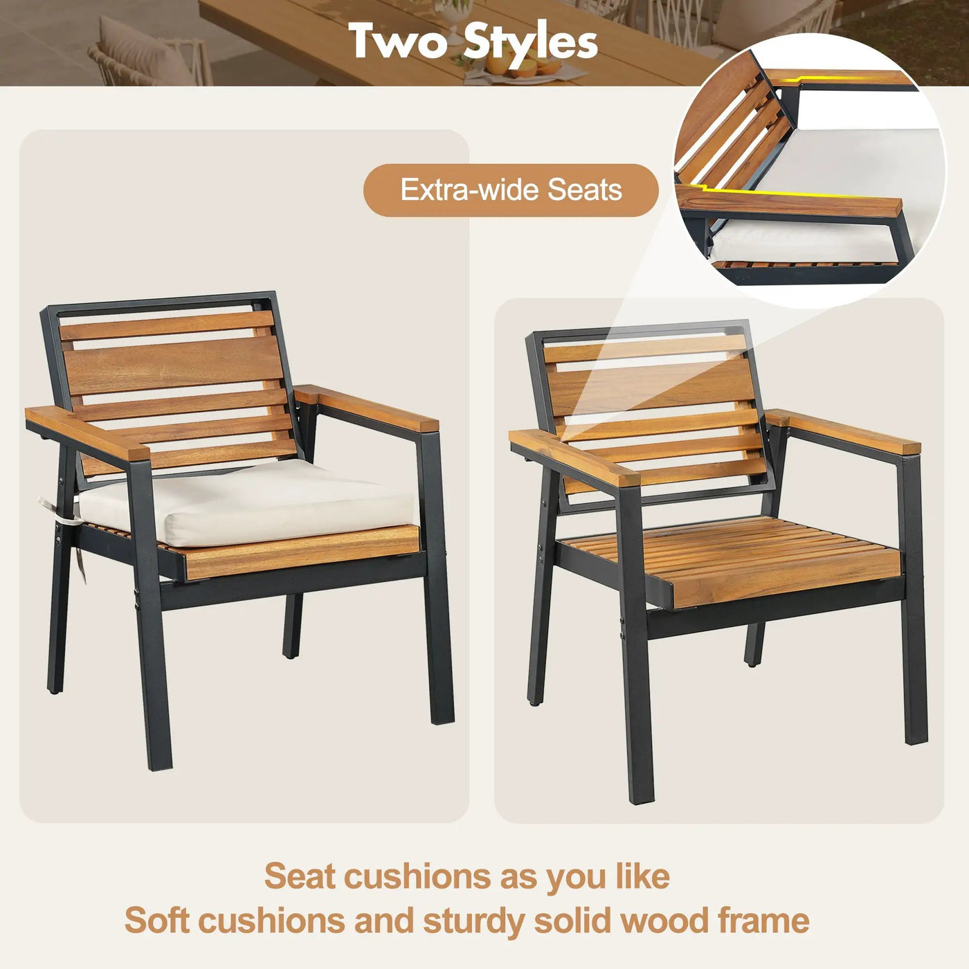 Modern 7-Piece Dining Set with Acacia Wood and Iron Frame by HouseOfZazla