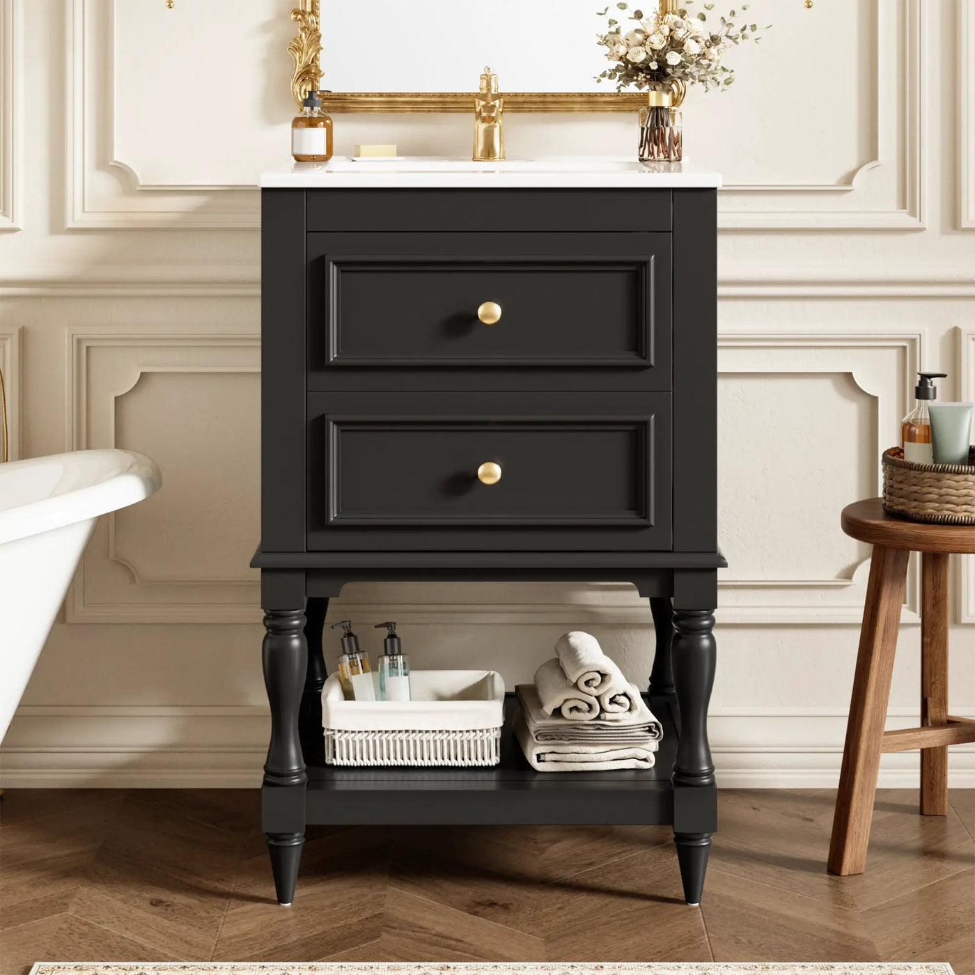 20'' Bathroom Vanity with Ceramic Sink and Storage Cabinet by HouseOfZazla