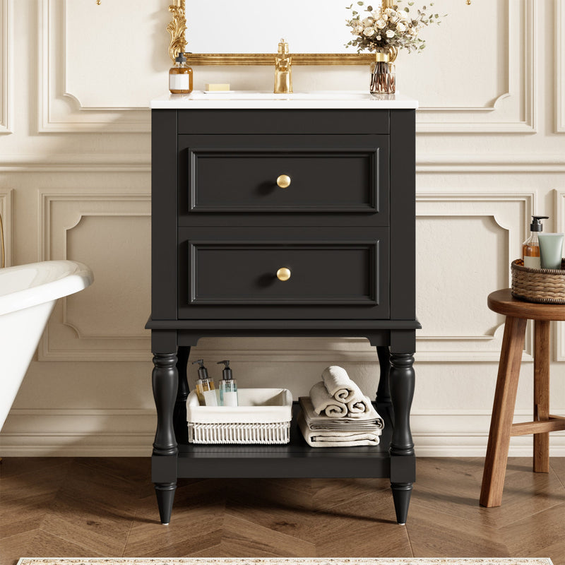 20'' Bathroom Vanity with Ceramic Sink and Storage Cabinet by HouseOfZazla