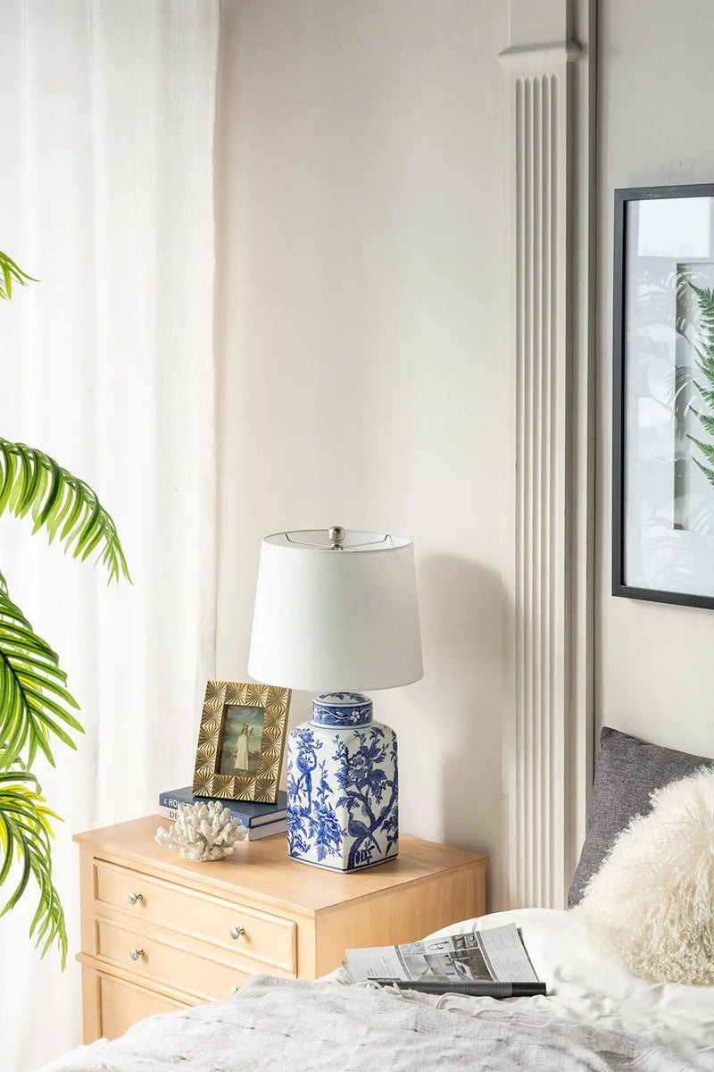 13x25' Blue and White Ceramic Vase Lamp by HouseOfZazla