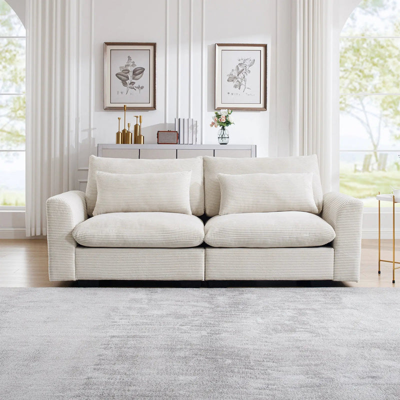 Beige Corduroy Sofa Couch by HouseOfZazla