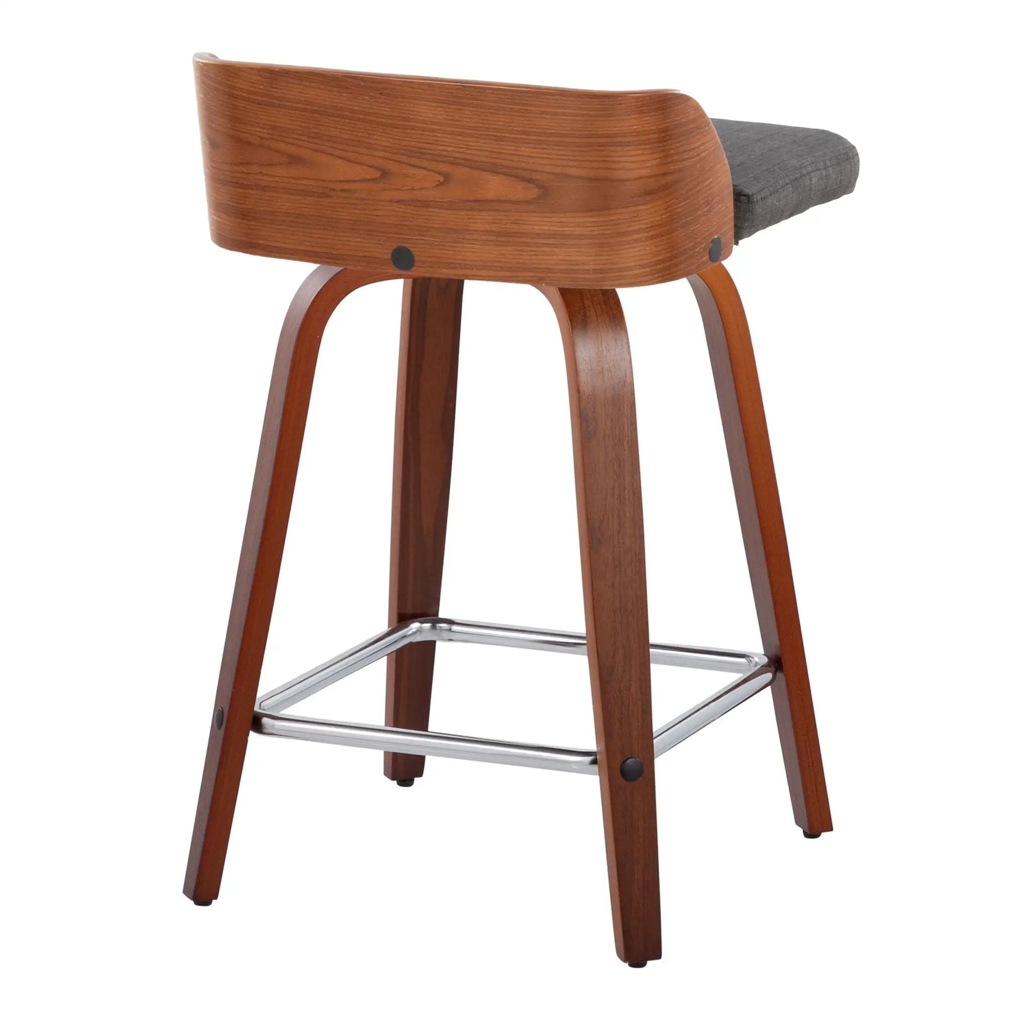 Maya - Mid Century Modern Fixed Height Counter Stool With Swivel With Square Footrest (Set of 2) by HouseOfZazla