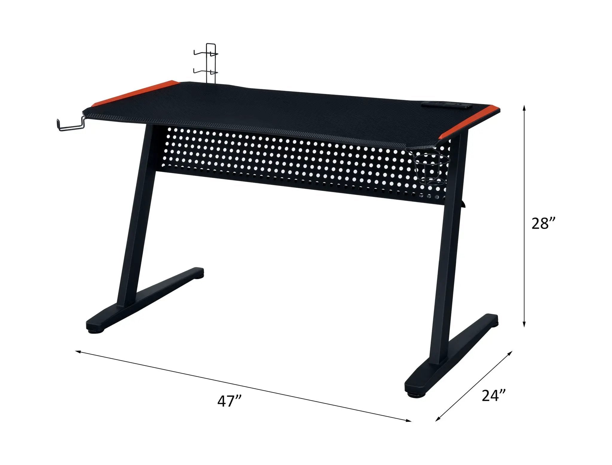 Dragi - Gaming Desk With USB - Black & Red by Unique Piece Furniture
