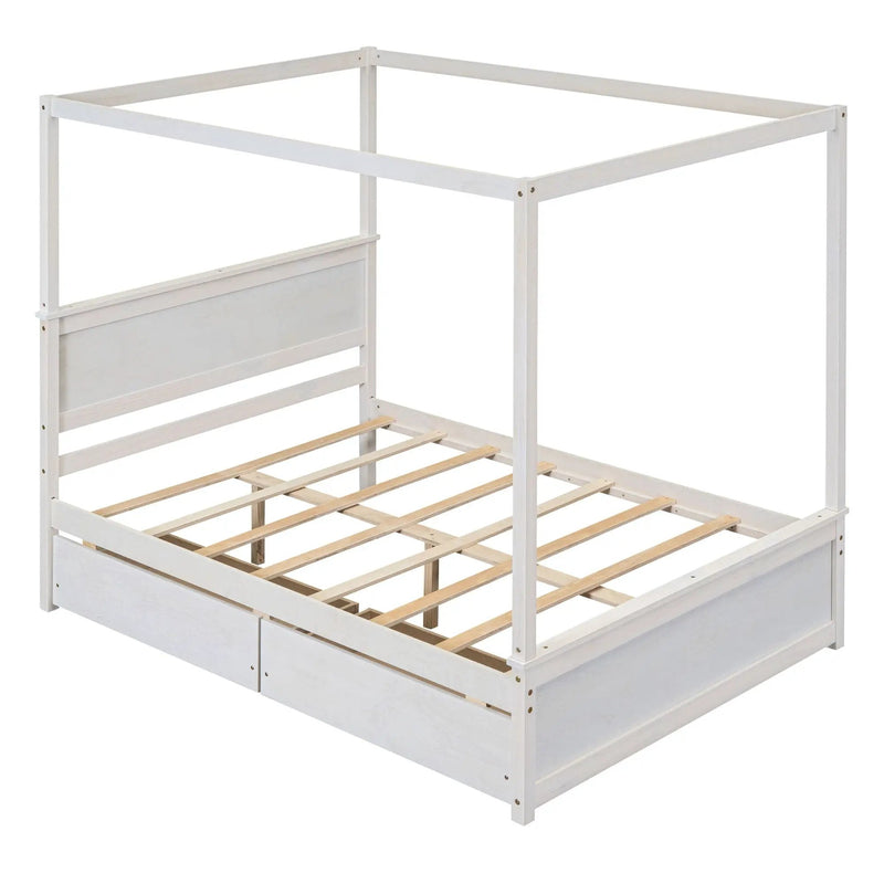 Canopy Platform Bed With Drawers, Support Slats, No Box Spring Needed by Unique Piece Furniture