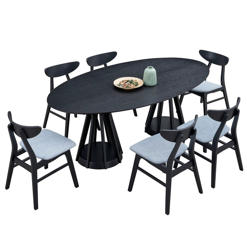 Modern Dining Table Set of 7: 1 Table + 6 Chairs by HouseOfZazla